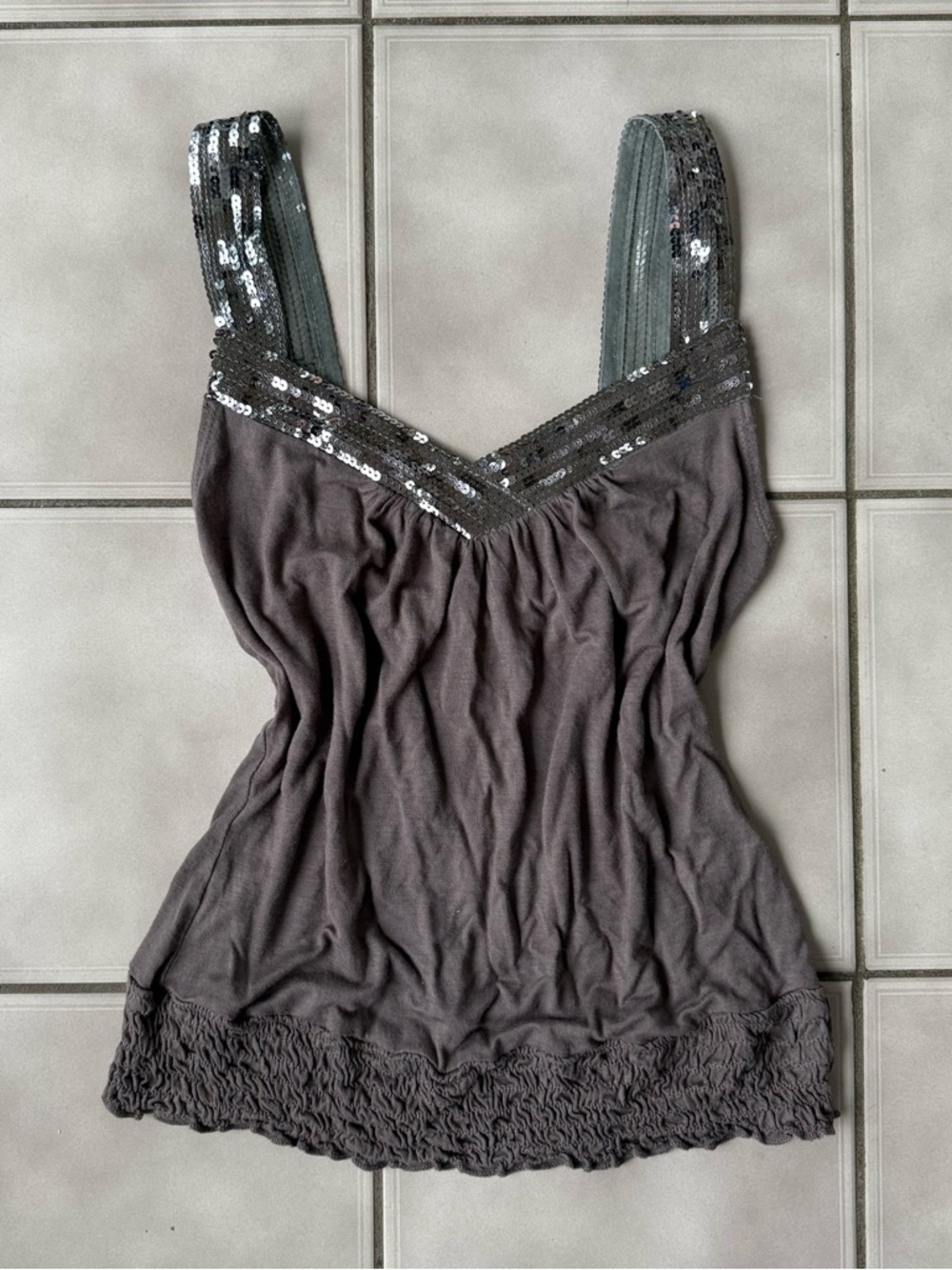 Vintage Y2K Forever 21 Ruched Sequins tank top cami blouse